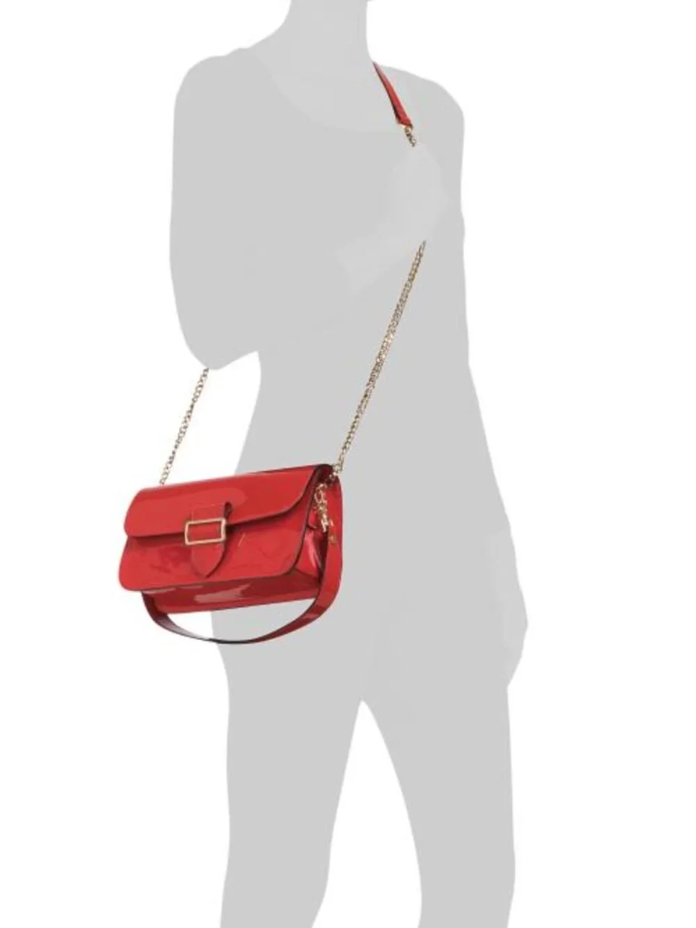 PRATESI Made In Italy Patent Leather Flap Buckle Shoulder Bag